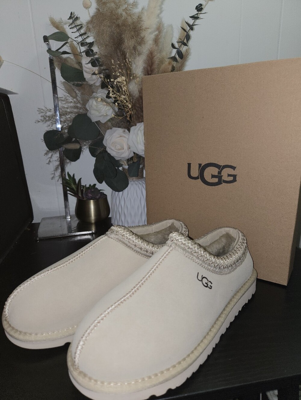 UGG Beige Cream Suede Slip-On Shearling Mule Size 9 - Picture 2 of 3